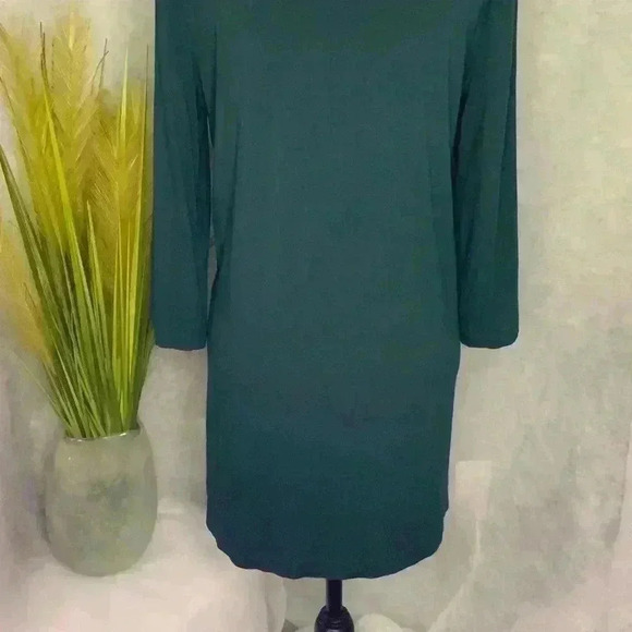 Eileen Fisher Womens Size S/P Forest Green Long Sleeve Dress - Picture 4 of 13
